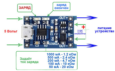 TP4056 microUSB+BMS Зарядное Li-Ion