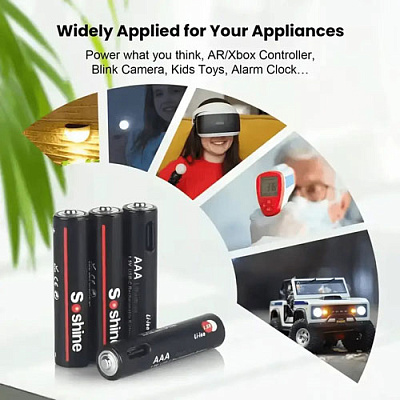 Акумулятор AAA Li-Ion Soshine 1.5V 1100mWh Protected USB Type-C