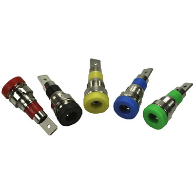 Гніздо "банан" 4mm на панель YELLOW (AMASS)