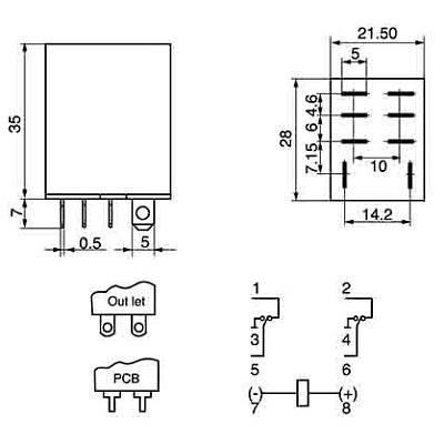 Реле JQX13F-2Z-DC12V (LY2)