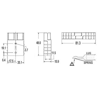 Разъем SB50A GRAY 8AWG аккумуляторный