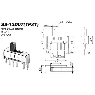 Переключатель ползунковый SS-13D07VG5
