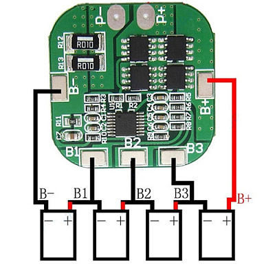 Плата защиты HX-4S-A20 (BMS-4S-20A)