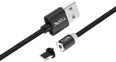 USB кабель магнітний TOPK-IPHONE/BLACK