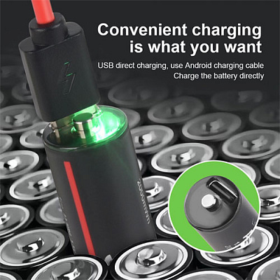 Аккумулятор AA Li-Ion Soshine 1.5V 2000mWh Protected USB Type-C