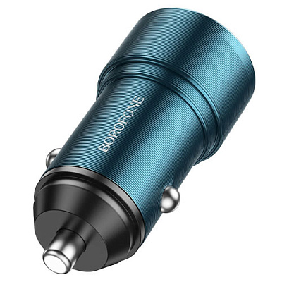 АЗУ 12-24V BOROFONE BZ19 2xUSB Blue