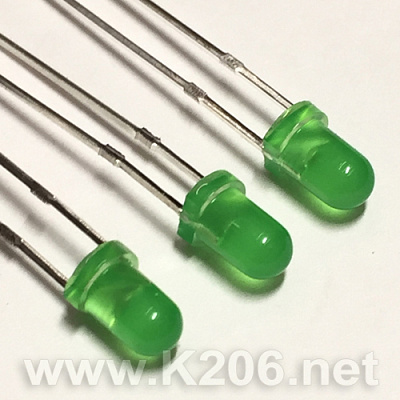 Светодиод 3mm зеленый диффузный