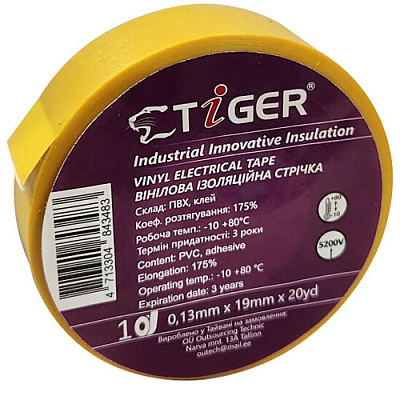 Ізолента TIGER (3M) Жовта (Taiwan)