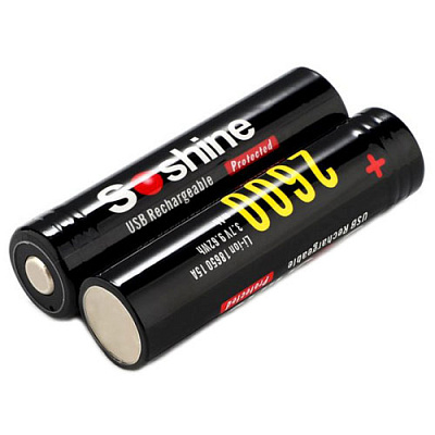 Акумулятор Soshine 18650USB-3.7-2600 micro USB