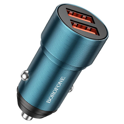 АЗУ 12-24V BOROFONE BZ19 2xUSB Blue