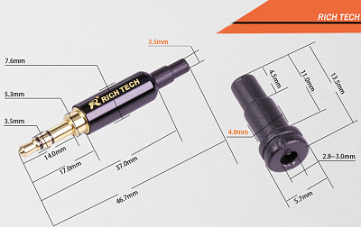 Rich Tech Jack 3.5mm 3pin Black