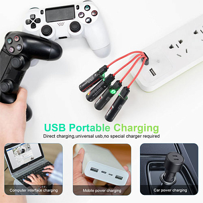 Аккумулятор AA Li-Ion Soshine 1.5V 2000mWh Protected USB Type-C