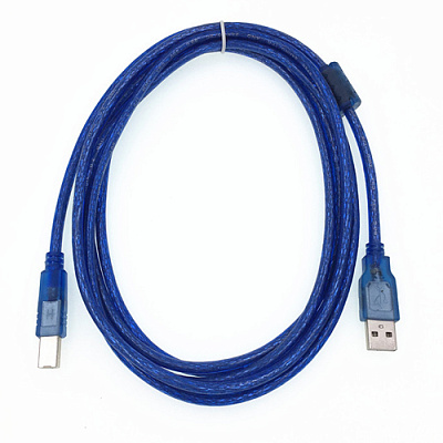 Кабель USB2.0 AM/BM 1.5м синий с фильтром
