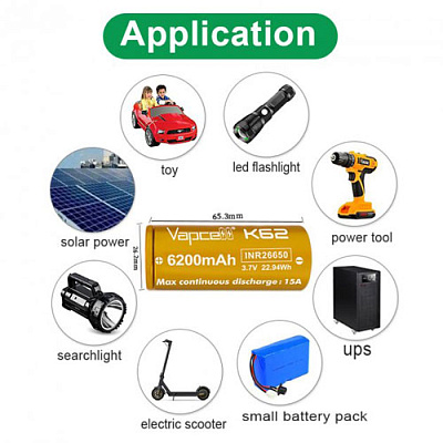 Аккумулятор Vapcell INR26650 K62 6200mAh