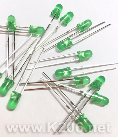 Світлодіод 3mm зелений дифузний