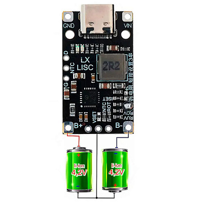 IP2326 TYPE-C+BMS Зарядний Li-Ion 2S