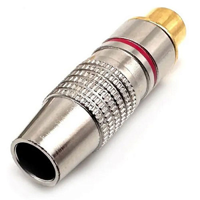 Гніздо RCA silver-gold Ø6.5мм Red