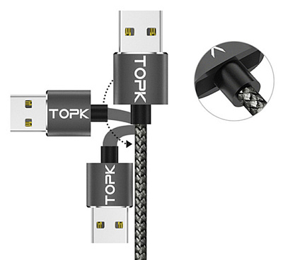 USB кабель магнитный TOPK-IPHONE / BLACK
