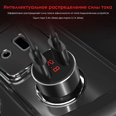 АЗУ TOPK G209 / 5V 3.1A / с вольтметром