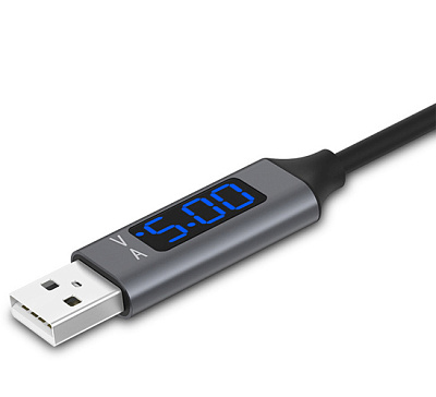 USB кабель з індикацією TOPK-TYPE-C/BLK/BLUE