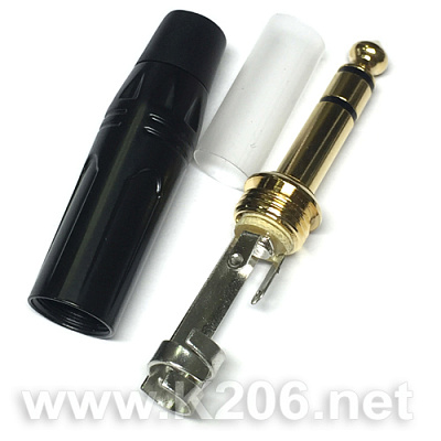 Штекер JC-345-BLK стерео 6,35mm/Black ring