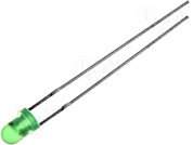 Светодиод 3mm 520nm зеленый диффузный