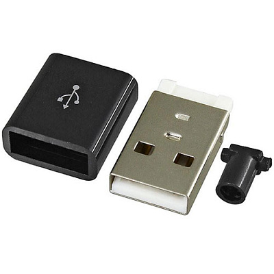 Вилка USB тип A чорна CN-05-08