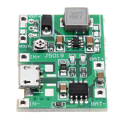 J5019 повышающий DC-DC + зарядка Li-ION 3.7V