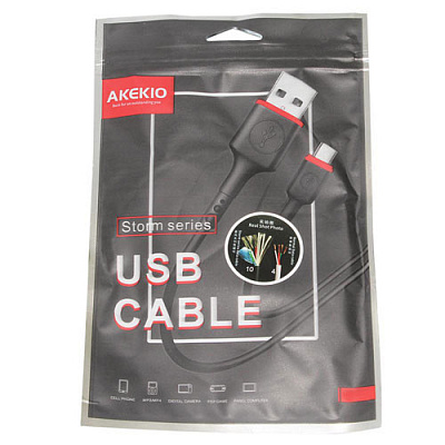 Кабель USB-TYPE-C AKEKIO 0.9M BLACK