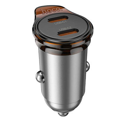 АЗП 12-24V Hoco NZ16B 2xUSB 45W Grey