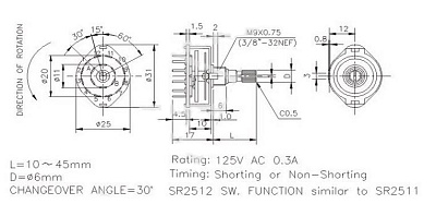 Переключатель SR2511-1-12-20KQ