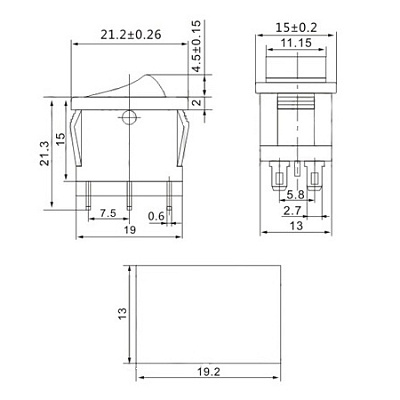 Перемикач KCD1-202 Black (MRS-202)