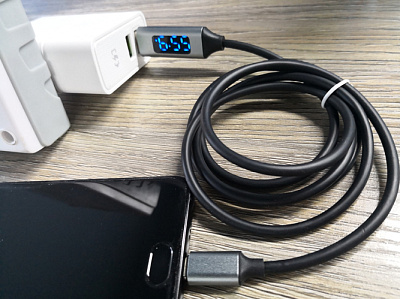 USB кабель с индикацией TOPK-MICRO / BLK / BLUE