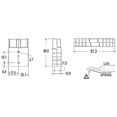 Разъем SB50A BLACK 8AWG аккумуляторный