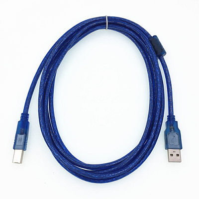 Кабель USB2.0 AM/BM 1.5м синій із фільтром