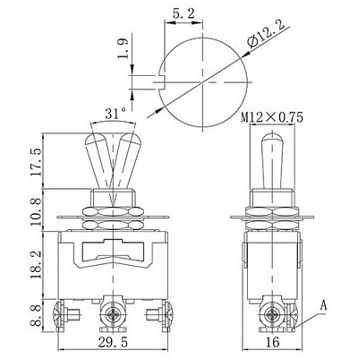 Тумблер E-TEN 1121 3pin ON-ON