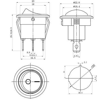 Переключатель MIRS-101-8/G (KCD1-101N-8)