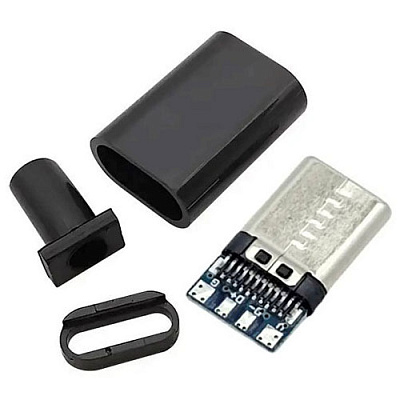 Вилка USB Type-C 4pin черная
