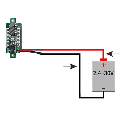 Вольтметр DC2.4-30V-BLUE (8мм)