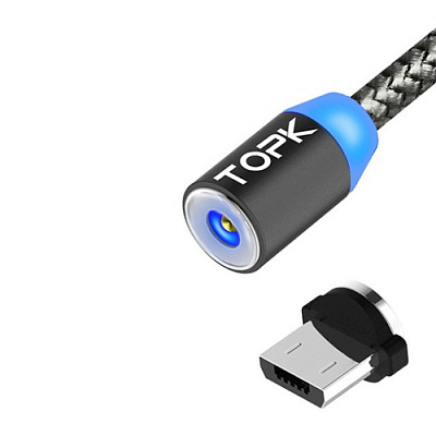 USB кабель магнитный TOPK-MICRO / GREY