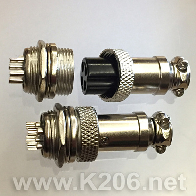 GX16-2F круглый разъем d16мм, 2pin "мама"