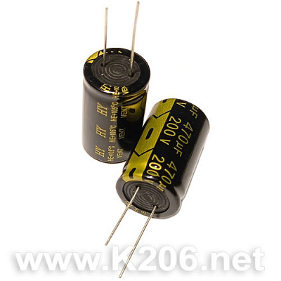 Конденсатор HE-470/200V 105°C