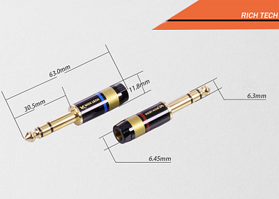 Rich Tech Jack 6,35mm 3pin / Blue ring