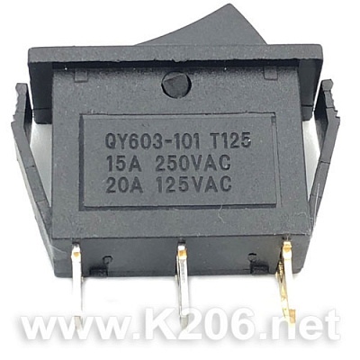Переключатель KCD3-BLACK 15A-20A, 3 pin