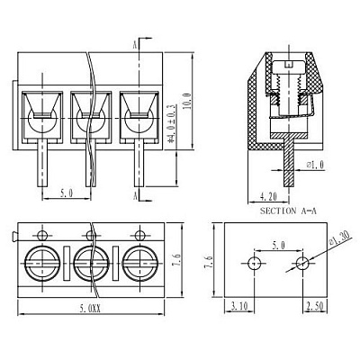 Клеммник CY301V-5.0-02P