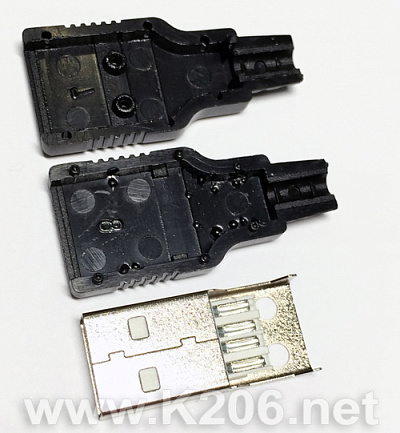 Вилка USB тип A черная