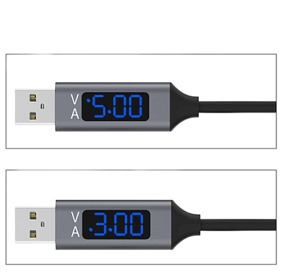 USB кабель с индикацией TOPK-TYPE-C / BLK / BLUE