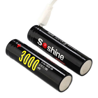 Акумулятор Soshine 18650USB-3.7-3000 micro USB