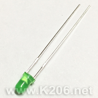Светодиод 3mm зеленый диффузный