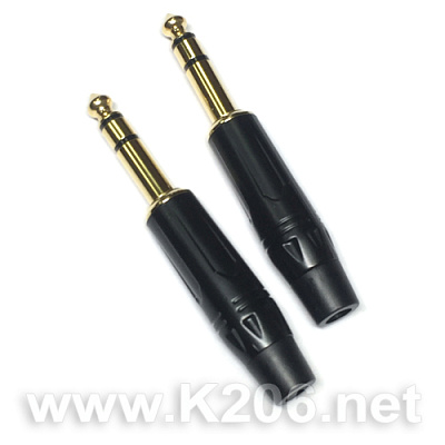 Штекер JC-345-BLK стерео 6,35mm/Black ring